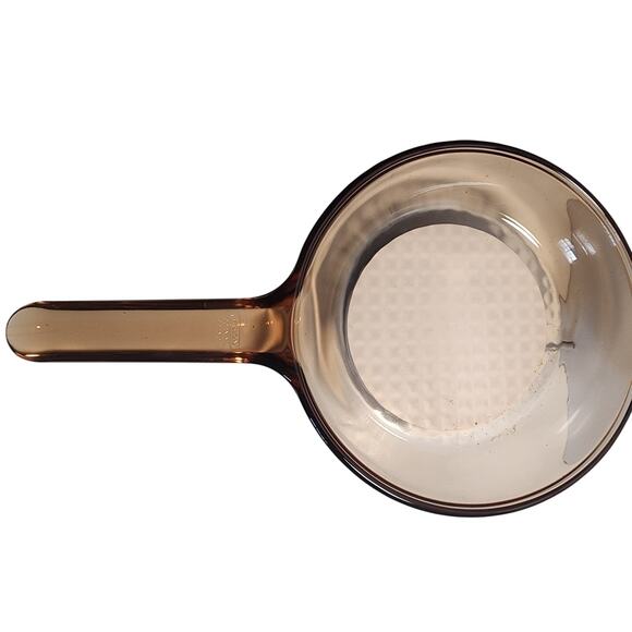 ​🎯 VINTAGE VISIONS Corning France Amber Glass 7" Skillet Waffle Bottom Fry Pan - Picture 2 of 8